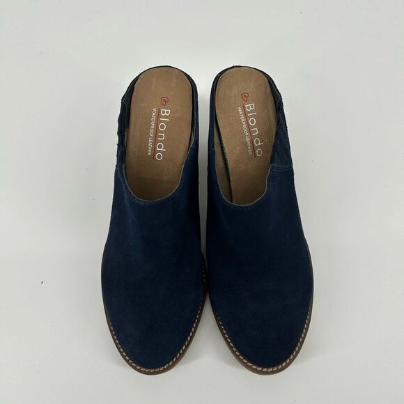 Women’s Blondo Norwich Navy Waterproof Suede Leather Clogs Mules Size 8.5 M EUC - Picture 2 of 8